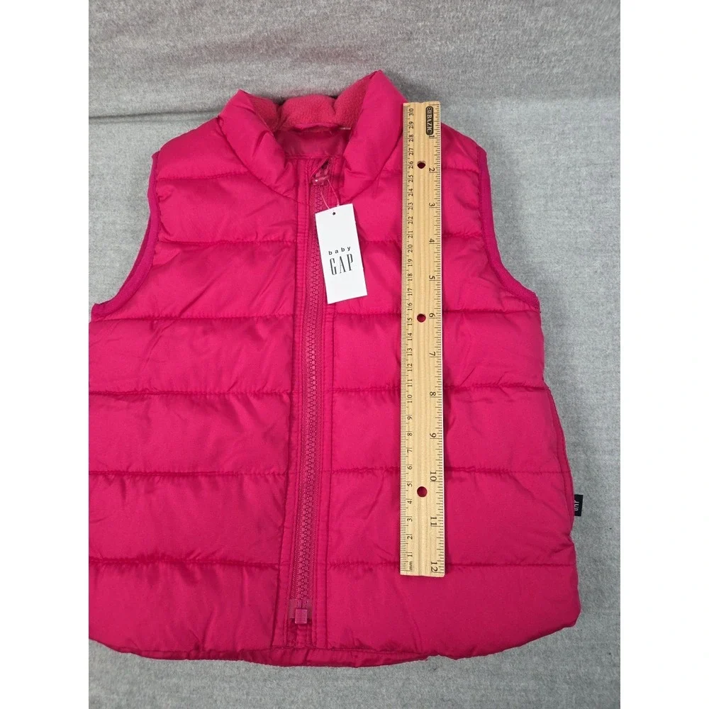 GAP‎ Baby Girls 18-24 Mos Puffer Vest Cold Control Hot Pink Full Zip Warm NEW